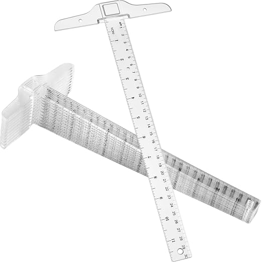 Pangda 8 Pcs 12 Inch T-Square Ruler Plastic Transparent T-Ruler for Drafting and General Layout Work