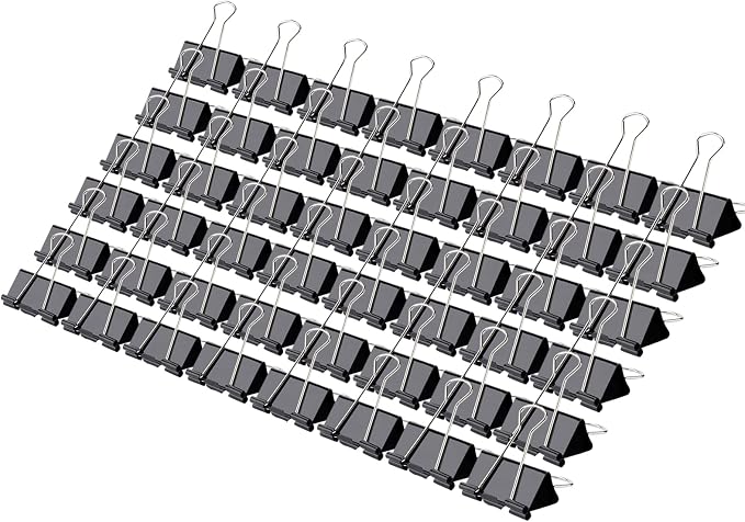 Binder Clips 1.25 Inch, 48 Pcs, Black Medium Office Paper Clamps | Solid Metal Clips, Heavy-Duty Grip for Thick Docs, Great for Accounting, Teachers, Receipts & Daily Office File Sorting