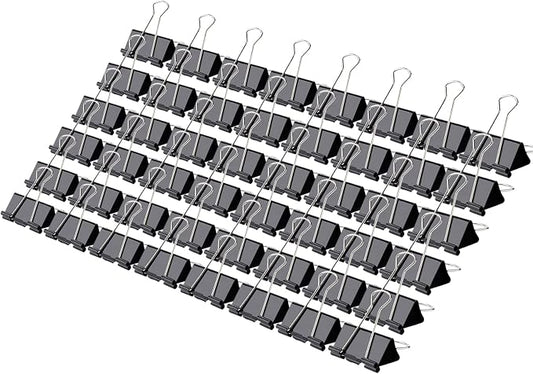 Binder Clips 1.25 Inch, 48 Pcs, Black Medium Office Paper Clamps | Solid Metal Clips, Heavy-Duty Grip for Thick Docs, Great for Accounting, Teachers, Receipts & Daily Office File Sorting
