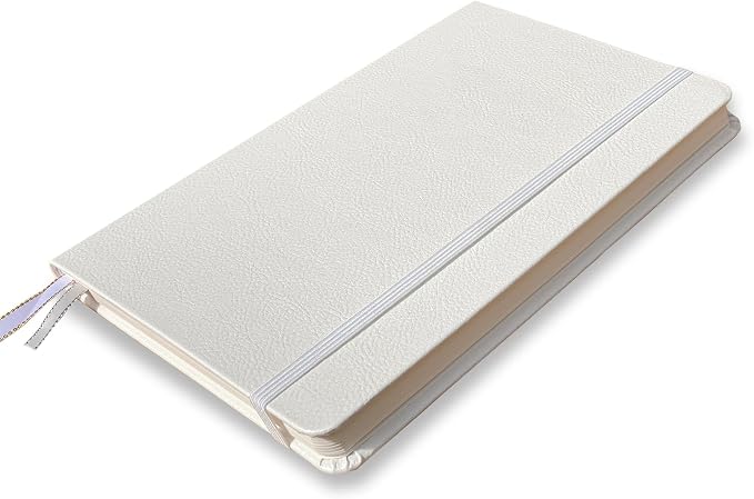Minimalism Art, Premium Hard Cover Notebook Journal, Classic 5" x 8.3", 122 Numbered Pages, Gusseted Pocket, Ribbon Bookmark, Extra Thick Ink-Proof Paper 120gsm, San Francisco (Squared, White)