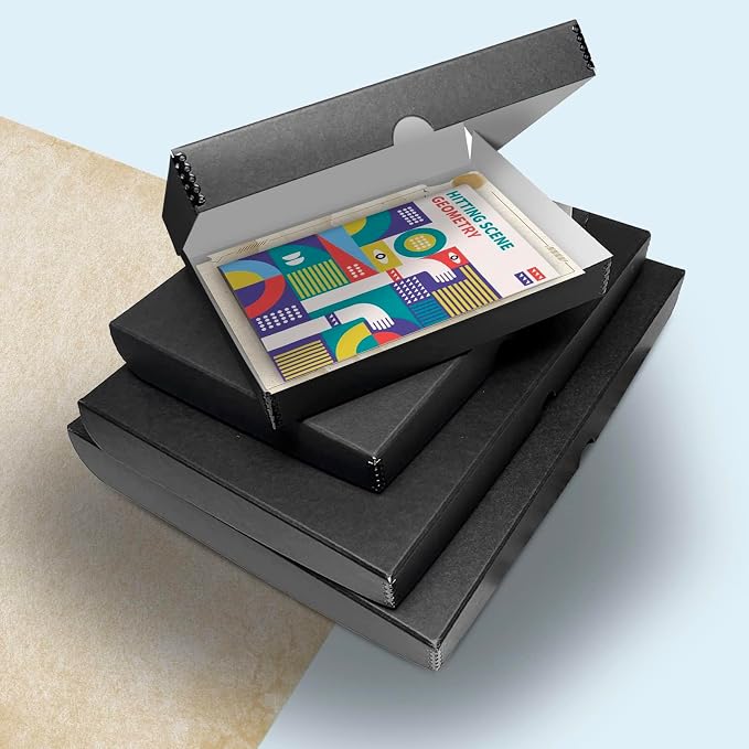 Golden State Art, Clamshell Archival Storage Box 16x20, Black, Pack of 2 | Acid-Free Photo Box with Metal Edge Corner, Preserve And Store Paper Documents Cards Prints Arts and Crafts DIY Projects