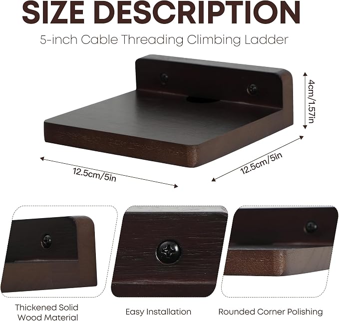 Small Floating Shelf for Wall,5 Inch Wooden Wall Shelf Set of 6,Mini Speaker, Baby Monitor,Cameras，Figurines Display Stand, for Bedroom, Gaming Room, Living Room, Bathroom, Office(Walnut)