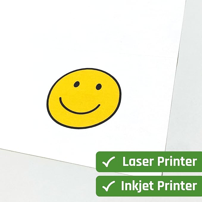 Half Sheet Labels for Printer, White Shipping Mailing Stickers - 60 Pieces | Laser/Inkjet Printing, comes with Print Templates