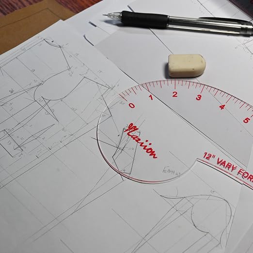 YLaziion 12-Inch French Curve Ruler for Sewing, 3mm Acrylic Hip Curve Ruler | Professional Clear Vary Form Curve Drafting Tool, Non-Yellowing & High-Transparency, Enlarged Scales for Quilting
