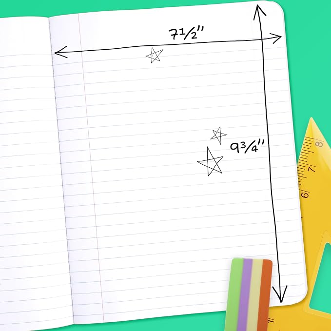 Mead Composition Notebook, Wide Ruled 7.5" x 9.75" Paper, 100 Sheets, Assorted Pastel Colors, 6 Pack (950154)