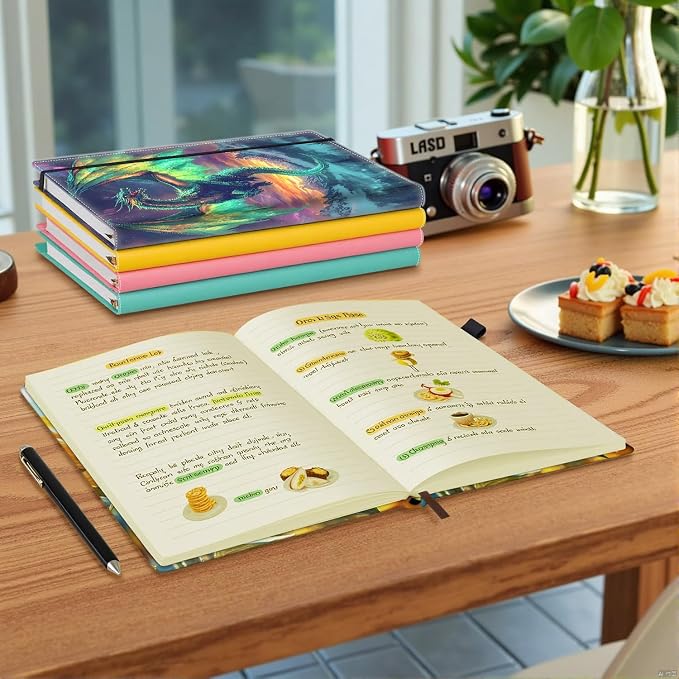 Hardcover Executive Notebooks, A5 PU Leather Lined Journal Notebook, 200 Pages Thick Paper Subject Notebooks for School,Work,Home Writing Business Notebook, Diary Book, Dragon