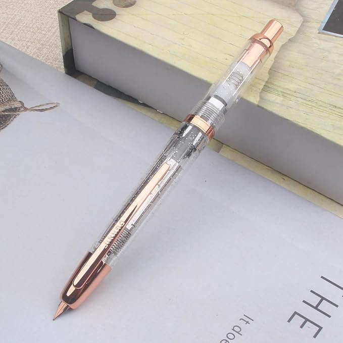 JINHAO 20 Pink Red Gold Clip Resin Press Fountain Pen EF Ink Pen with Converter School Supplies Stationery