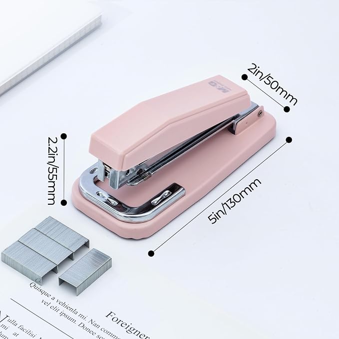 M&G Desktop Stapler Swing-Arm Stapler with 50 Sheet Capacity, 180 Rotation Design, Swivel Stapler with 1000 Staples for Booklet Binding, Durable Staplers for Office School Home (Pink)