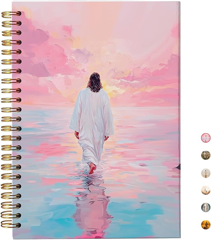 Jesus Christ Spiral Notebook, Jesus Christ Walking on Water, Church Notes Journal, I Will Walk With Christ LDS, Home & Office, Spiral Bound 5.5x8.3