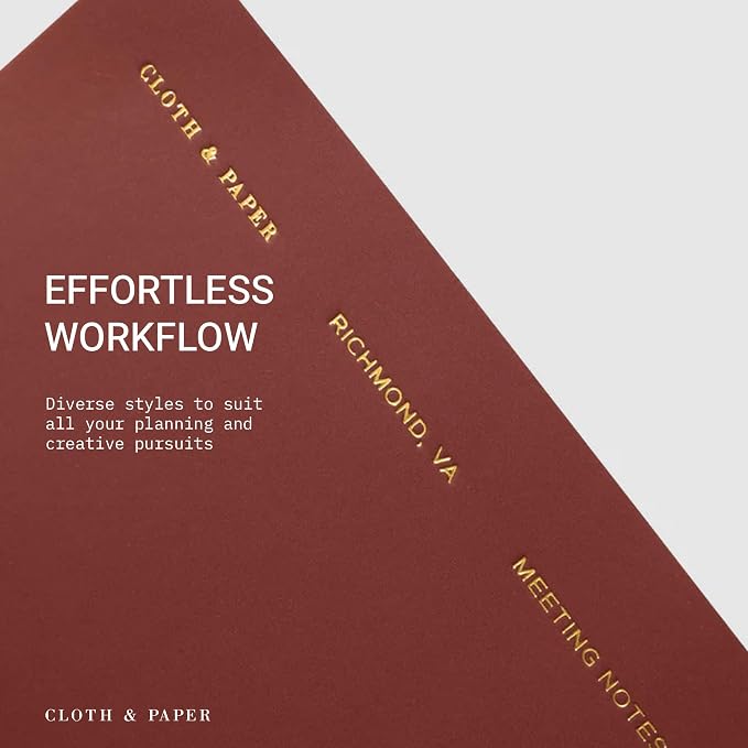 Cloth & Paper Travel Notebook | Meeting Notes – Bordeaux | Pocket Plus Meeting Notebook 3.2" x 6" | Structured Meeting Layout for Agenda, Attendees, Notes & Follow Up Tracking – Soft Touch Cover