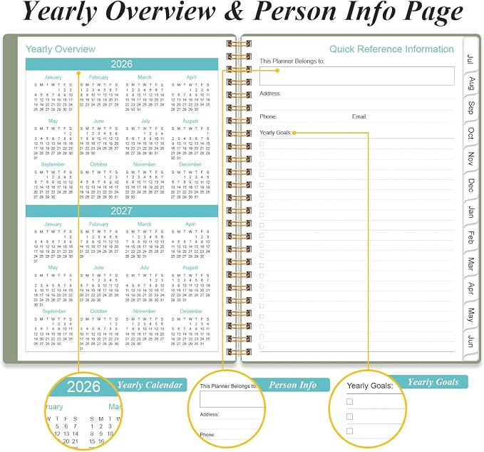 2026-2027 Appointment Book & Planner - Hourly Planner from July 2026 - June 2027, Weekly Appointment Book 2026-2027 with 30-Minute Interval, 6.4" x 8.5", Green