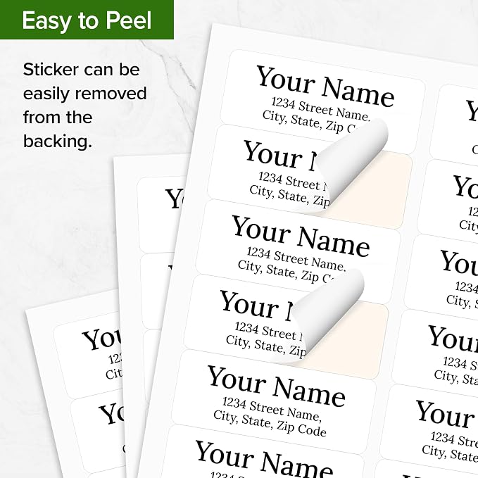 Personalized Return Address Labels, Custom Address and Name Mailing Labels for Envelopes, 1x2.6 Inches, Flat Sheet of 60-1200 Made in USA by My Sign Center -Plain