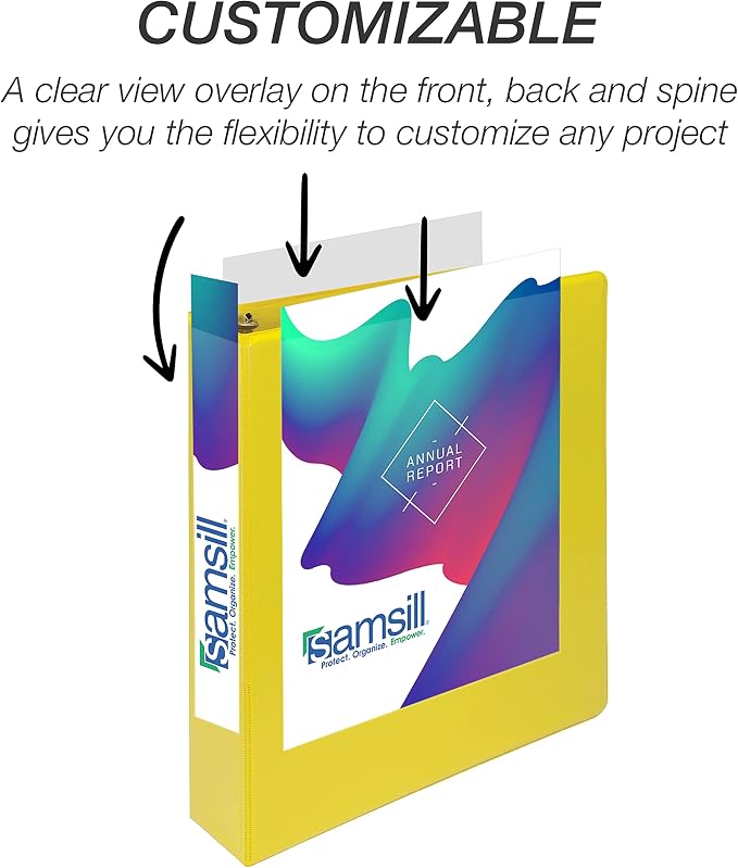 Samsill Durable 1.5 inch 3 Ring Binder, D Ring Binder, 100% Recycled Chipboard, Yellow