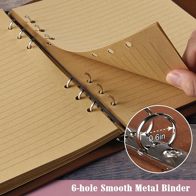 Leather Journal Notebook, Vintage Refillable Journal with 2 PVC Pockets, Travel Journal for Writing, Diary Journal for Women, Men, Girls and Boys, 100GSM Lined Paper, 160 Pages (Pink, A6 7.3"x 5.1")