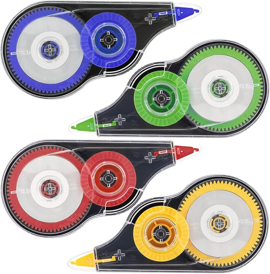 4 Pcs Colorful Correction Tape, 39.4 Ft White Tear-Resistant | Wrong Out Bulk, Instant Corrections Easy To Use Applicator, Tape Width 0.2 in Clear, for School Office, Note Taking, Journal
