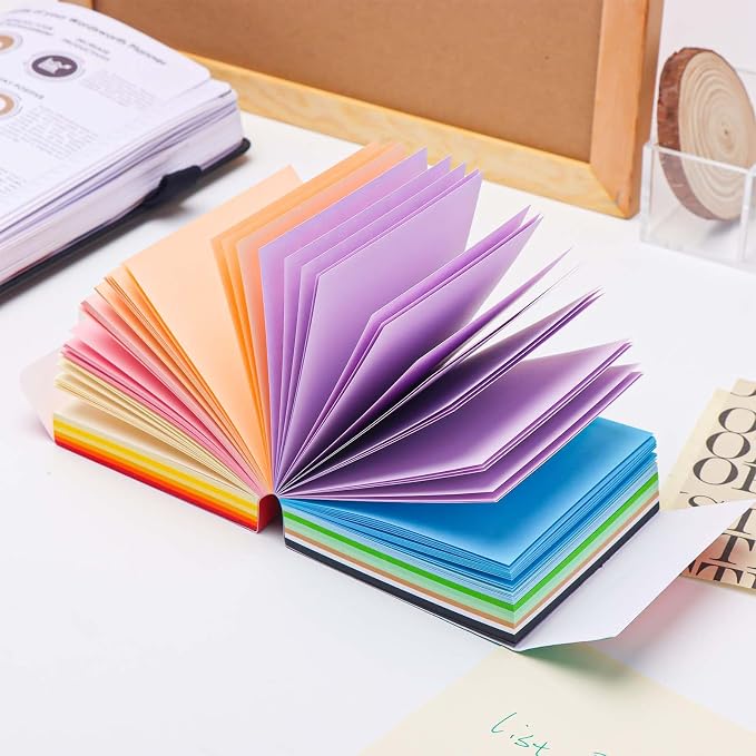 Tear Off Notepad 3.5x3.5 Non Sticky Notes 380 Sheets Tearable 80gsm Memo Paper 19 Colors Note pad Black Square Cube for Taking Notes (3.5" x 3.5")