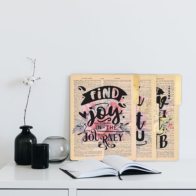 PARTH IMPEX 12 Pack Decorative File Folders, 1/3 Cut Tab (9.75” x 11.75”) | with Assorted Positions, Letter Size Paper Holders Matte Finish Laminated for Office School Work - Motivational Quotes Design