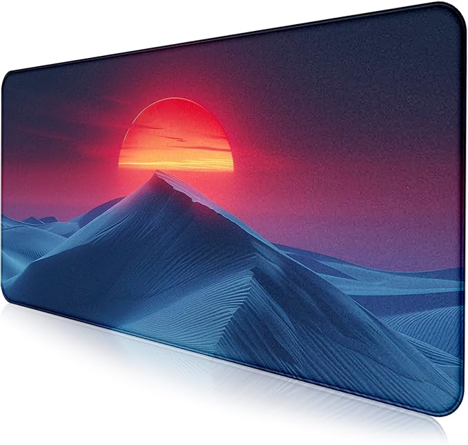 Mountain Top Scenery Mouse Pad Sunset Mountain Computer Decorative Desk Pad | Large Extended Mouse Pad; Full Desk Coverage; Waterproof Coating; Stable Anti-Slide Base For Gaming, Office, Study Daily Use