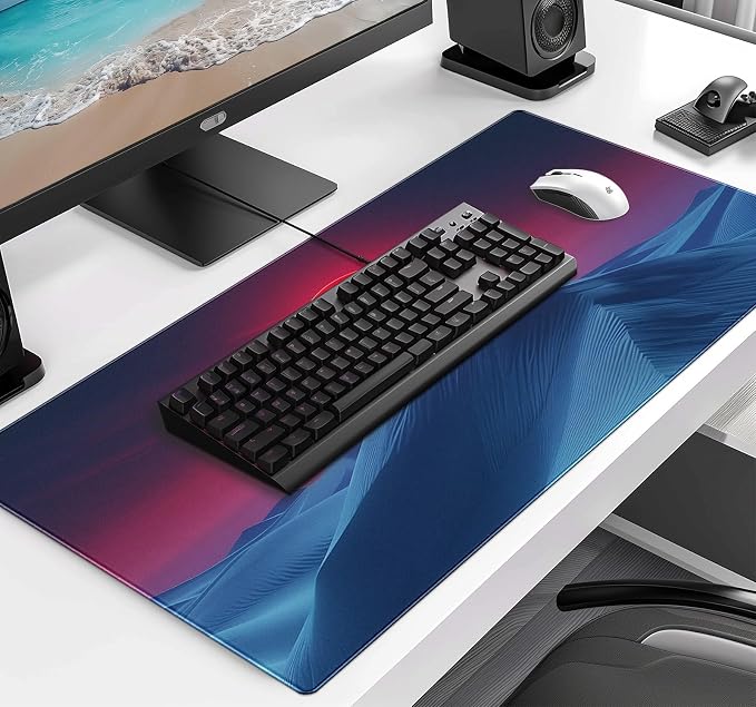Mountain Top Scenery Mouse Pad Sunset Mountain Computer Decorative Desk Pad | Large Extended Mouse Pad; Full Desk Coverage; Waterproof Coating; Stable Anti-Slide Base For Gaming, Office, Study Daily Use