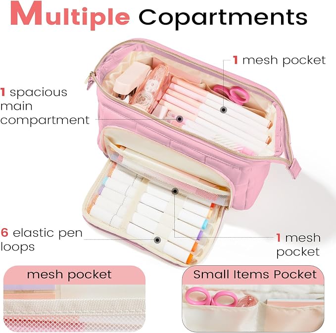 Sooez Large Pencil Case Pouch, Soft Pencil Bag with Zipper, Pen Bag Wide Opening, School Supplies Cute Pencil Case for Girls Boy Men Women, Purple