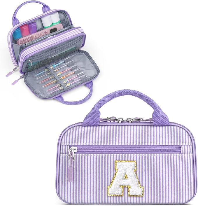 YOOLIFE Pencil Case for Girls Kids, Purple Pencil Pouch Pen Case, Birthday Gifts for 6 7 8 9 10 11 12 13 Year Old Girls Daughter, Purple A