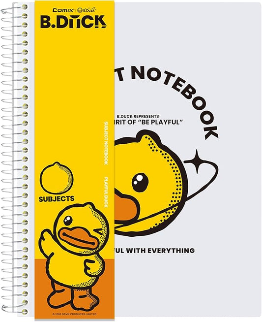 Comix Plastic Cover 5 Subject Notebook, 200 Sheets College Ruled Notebook | 5 Divider, 8-1/2" x 11", White