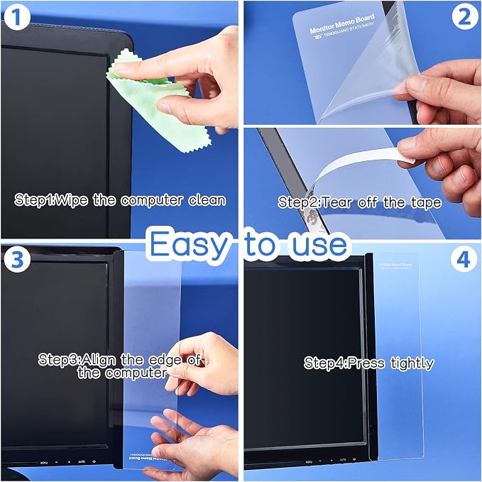 Zonon 24 Pieces Monitor Memo Board, Memo Boards for Computers Transparent Acrylic Monitor Side Panel Office Desk Accessories Desktop Computer Sticky Note Holder for Office Home Work Desk