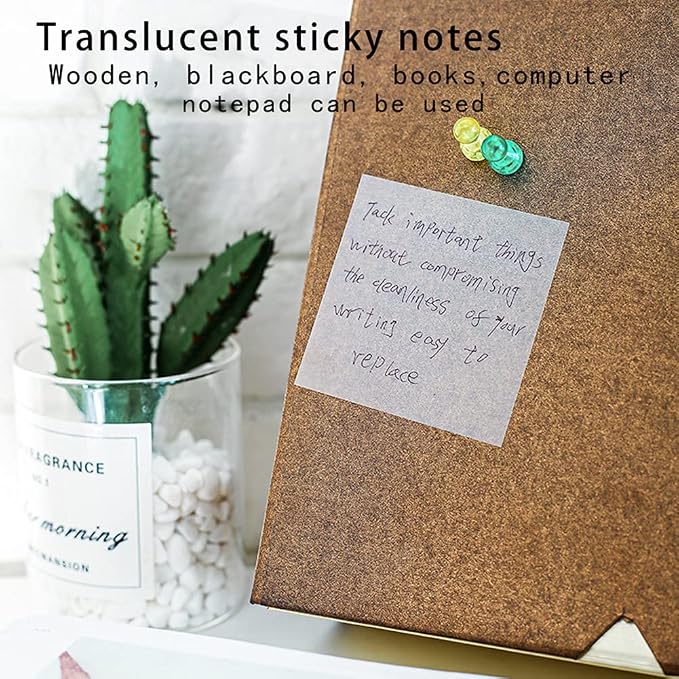 Transparent Sticky Notes,3x3 Inch Clear Sticky Notes,Waterproof White Bible Sticky Note,Transparent Stickers for School Supplies College(10 Packs,500 Sheets)