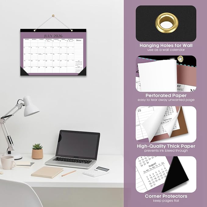 3 Pack of Desk Calendar 2026-2027, 18-Month Calendar Runs from July 2026 to December 2027, Large 17" x 12" Monthly Desktop & Wall Calendar for Home & Office - Boho
