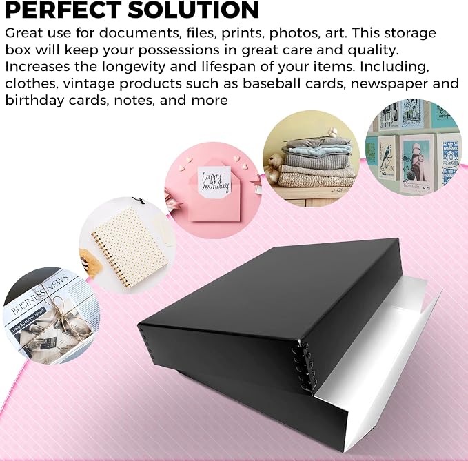 Golden State Art, Drop Front Archival Storage Box, 9.75"x12.75"x3"-Black | Acid-Free 9x12 Museum Photo Storage Box with Metal Edge, Preserve Documents, Prints, Poster, Photographs, Arts And Crafts