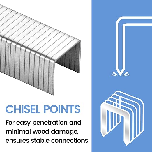 meite T50 Staples, 1/4 Inch Length Heavy Duty Staples for Staple Gun, Galvanized, 20 Gauge 3/8" Crown, Compatible with T50 Staple Gun, Ideal for Upholstery, Construction, Furniture (5,000 Counts)