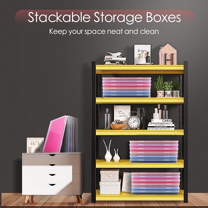6 Pack Photo Storage Box, Fits 8" x 10" Photo & A4 Paper, Clear | Large Plastic Scrapbook Paper Storage with Latch, Photo Organizer for Protecting Photo, Craft, Scrapbook, Office Supply