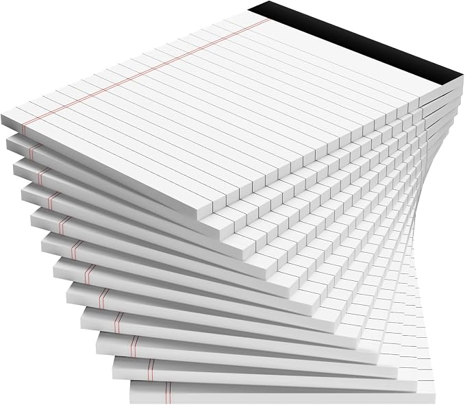 12 Pack Note Pads 4x6 Inch, White Mini Legal Pads, Small Writing Pads, Notepads of College Ruled Paper, Lined Paper Pads, Scratch Pads Mini Notepad for Grocery List, To-Do List, 30 Sheet/Notepad
