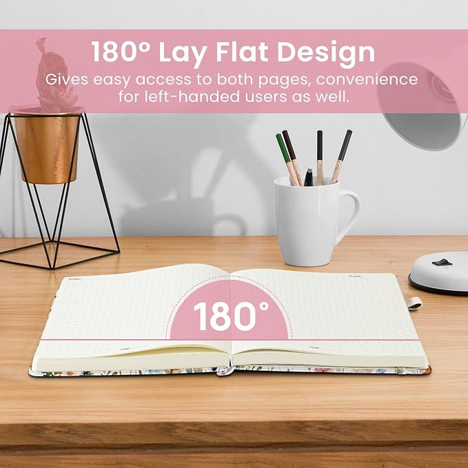 Taja Dotted Journal Notebook for Women & Men, Hardcover Leather Journal for Writing, A5 Dotted Journaling Notebook for Work & Sketching, Perfect for Office School Home Supplies, 160 Pages, Garden