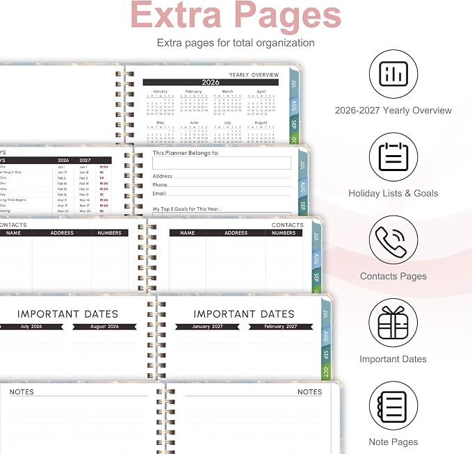 Planner 2026-2027, Weekly and Monthly Academic Planner, July 2026 - June 2027, Hardcover Calendar Agenda Book for School Year Planning, School Supplies for Teacher and Student, Letter Size(8.5'' x 11'')