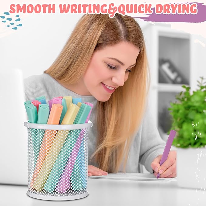 Marspark 120 Pcs Highlighters Bulk Chisel Tip Aesthetic 6 Assorted Colors No Bleed Cute Soft Bohemian Color Marker Pens for Journal Planner Notes Study Office Supplies (Pastel Colors)