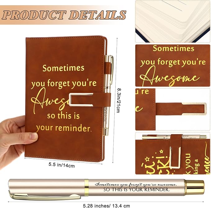 Kosiz 10 Set Employee Appreciation Gifts Bulk Inspirational A5 Leather Journal Notebook Motivational Pen Thank You Gifts for Nurses Coworker Team Social Workers Teachers Volunteers Back to School