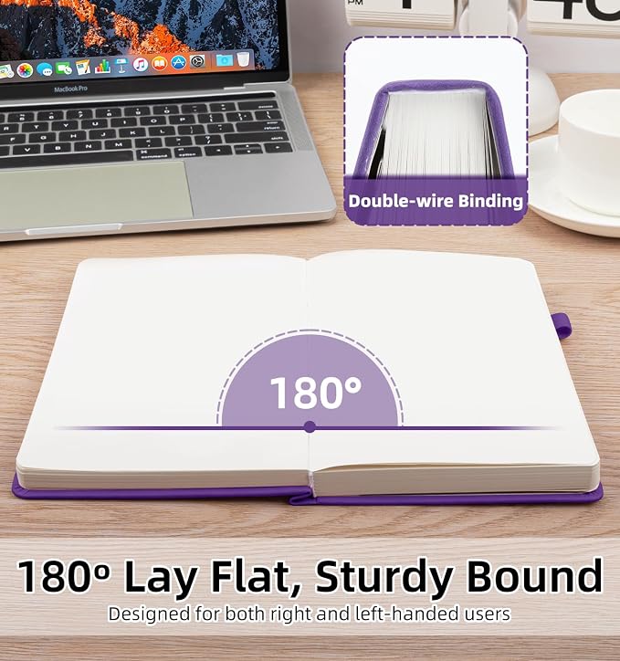 Blank Journal Notebook 365 Pages, A5 Leather Sketch Book for Drawing Women & Men, Hardcover Notebook with 100GSM Thick Paper, Sketchbook for Travel, Work, School, Note Taking