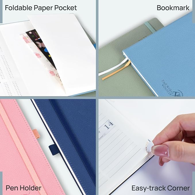 POPRUN 2027 Planner (Large 8.5"x 10.5"), Weekly and Monthly Planner | Daily Calendar Book Jan.2027 - Dec.2027, Appointment Book with Monthly Tabs, Leather Hardcover, Inner Pocket - Soft Pink