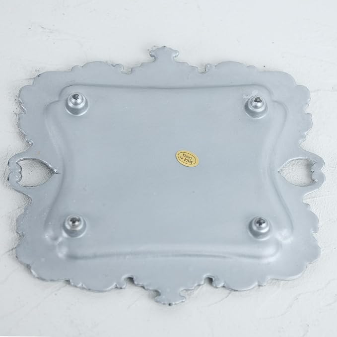 Funly mee 8 x 7 inches Antique Trinket Dish Vintage Jewelry Tray, Ring Holder (Sliver, M)