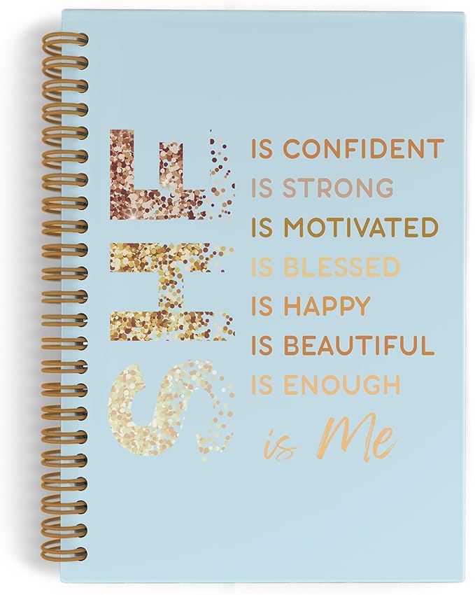 She Is Me Affirmations Spiral Notebook, Teal Inspirational Self Care Journal Notebook, Self Love Notebooks for School Work, Positive Office Supplies Gifts for Women Girls, 5.5x8.3 Inch