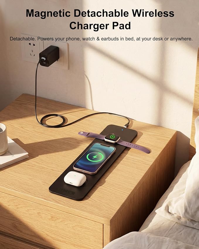 Wireless Charging Mouse Pad with 2nd Gen Tech, 3-in-1 25W Fast Charger, Replaceable Rubber & Microfiber Leather Desk Mat, Large Waterproof Desk Pad for Office & Gaming