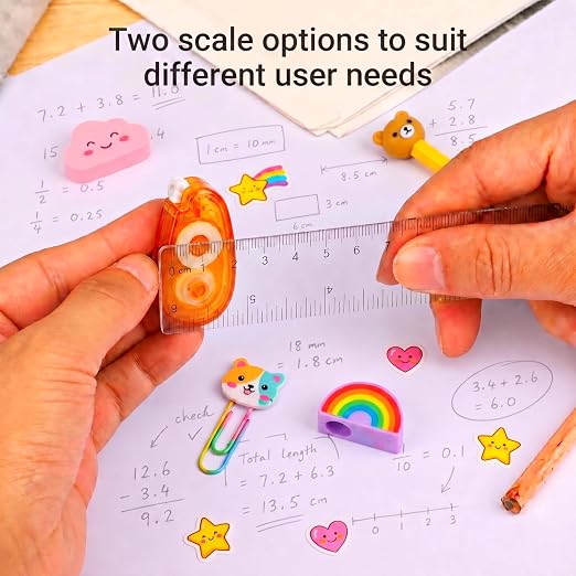 EBOOT 2 Pack Plastic Ruler Straight Ruler Plastic Measuring Tool for Student School Office(Clear,6 Inch Style)