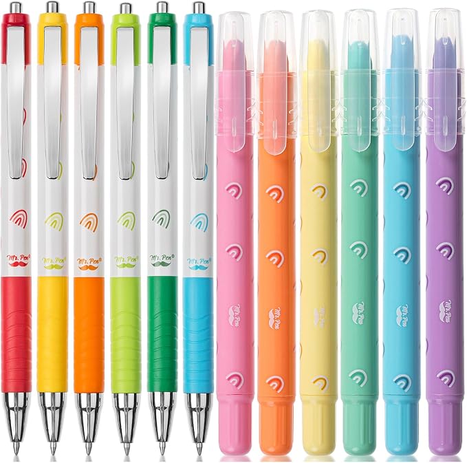 Mr. Pen- Bible Highlighters and Pens No Bleed, 12 Pack | Colorful Ink Pens for Highlighting, Bullet Journaling, Note-Taking, Summarizing, Bible Study, Planning, School and Office Use