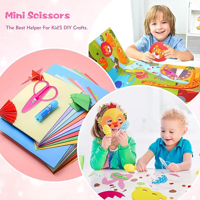 4 Pack Mini Scissors - Small Sharp Scissors All Purpose with Cover Tiny Detail Scissor for Travel Crafts Sewing Embroidery DIY (4 Colors)