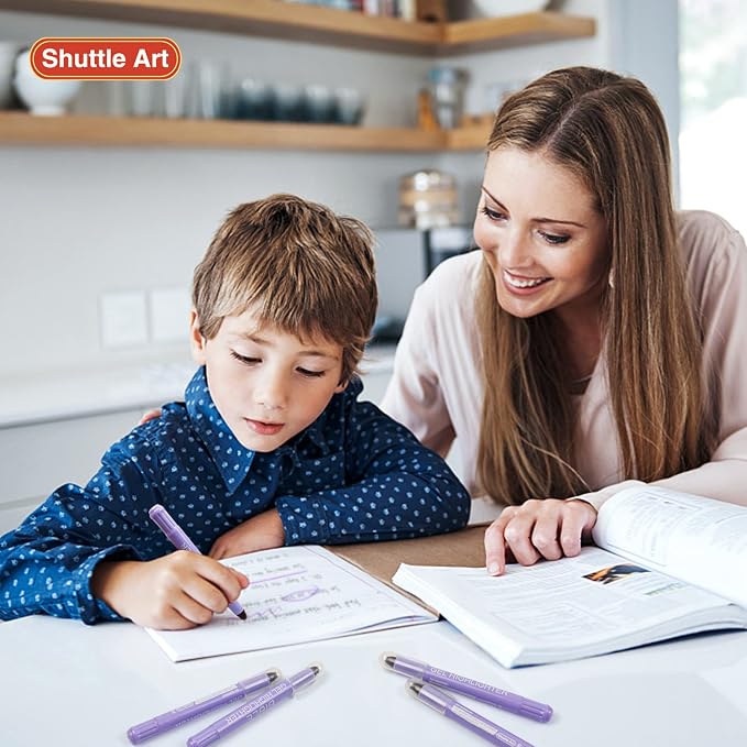 Shuttle Art 5 Pack Purple Gel Highlighters,Bible Highlighters,No Bleed Through, Bible Journaling Supplies,Great for Journaling, Highlighting and Studying