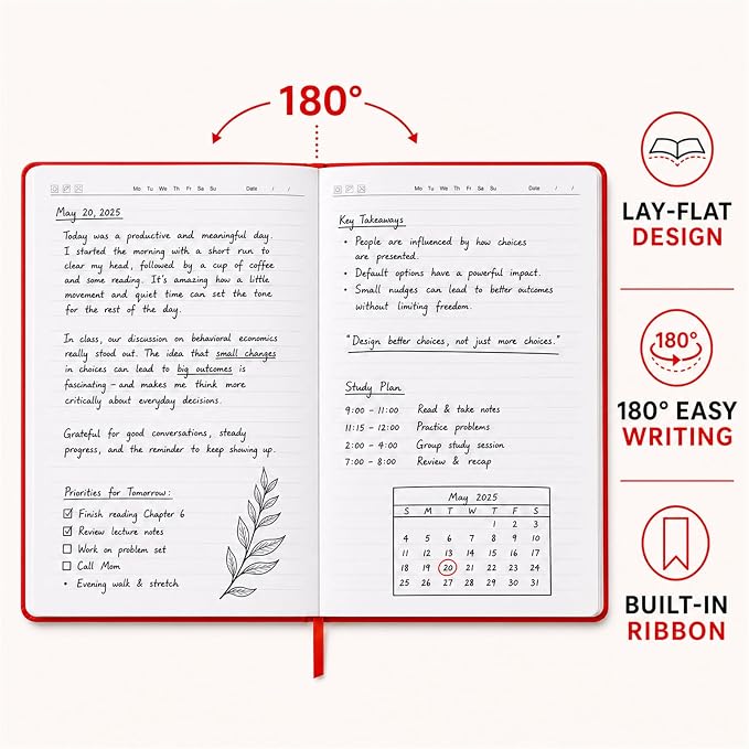 SUIN Hardcover-Journal-Notebooks, A5 Lined Journals Notebook for Writing 200 Pages, 8.2 x 5.5 inch, Classic Ruled Notebooks for Work/Travel/College (Multi-colors)