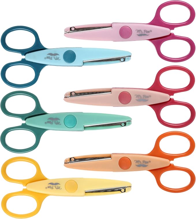 Mr. Pen- Craft Scissors Decorative Edge, 6 Pack, Sunny Meadows | Zig Zag Scissors for Crafting, Scrapbooking, Fancy, Pattern, Design