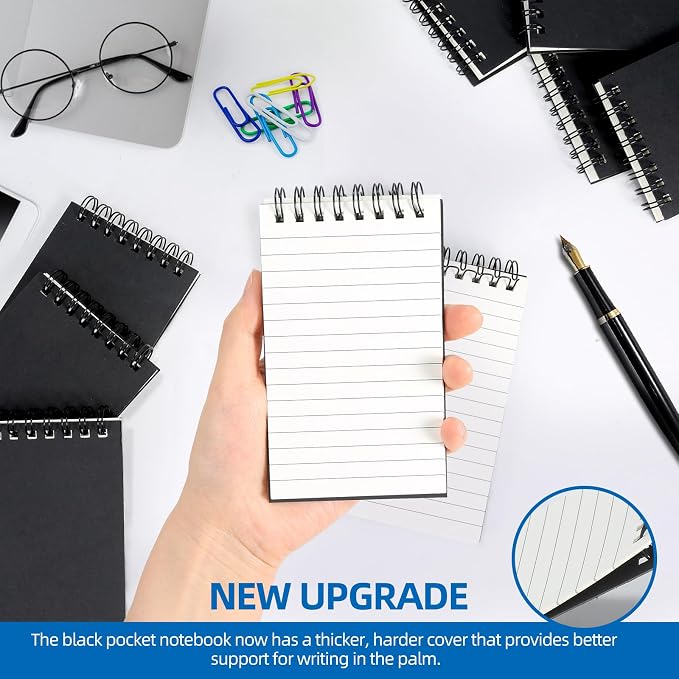 8 Pack 3x5" Spiral Pocket Notebook, College Ruled Small Notepad for School | Mini & Small Notebooks, Pocket Notepads & Note Pads for Home Office Work Meetings Travel Journal, Great for Quick Note Taking