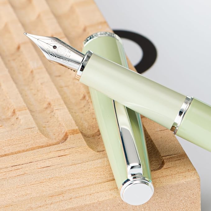 Hongdian 920S Fountain Pen Grass Green Metal Office Pen, Iridium Extra Fine Nib Classic Pen with Ink Converter